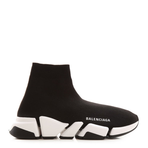 balenciaga/巴黎世家 女士黑色织物侧面logo白色橡胶底高帮袜子鞋休闲