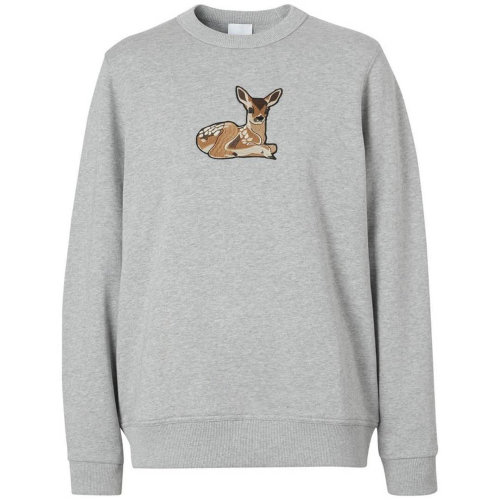 burberry/博柏利鹿图案棉质宽松运动衫女士灰色小鹿卫衣