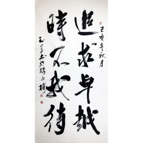 特价秒杀/书法家张玉盛行草《追求卓越,时不我待》69x138cm/书法文字