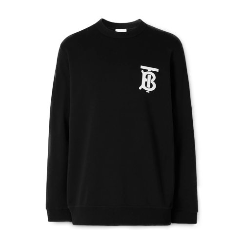 burberry/博柏利 经典款式黑色白标tb字母纯棉男卫衣 8024602
