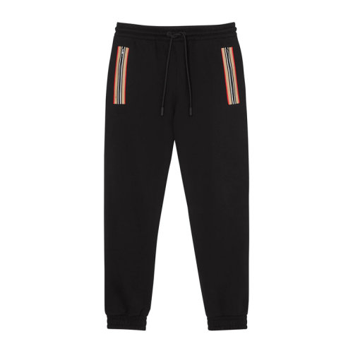 burberry/博柏利 男士 服装 21春夏 黑色系带缩脚运动裤 男士休闲裤