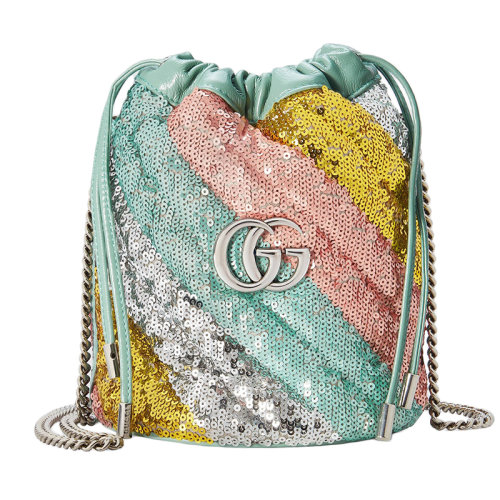 【包税】gucci/古驰 2020新款gg marmont系列 丝绸绣有柔和的彩色亮片