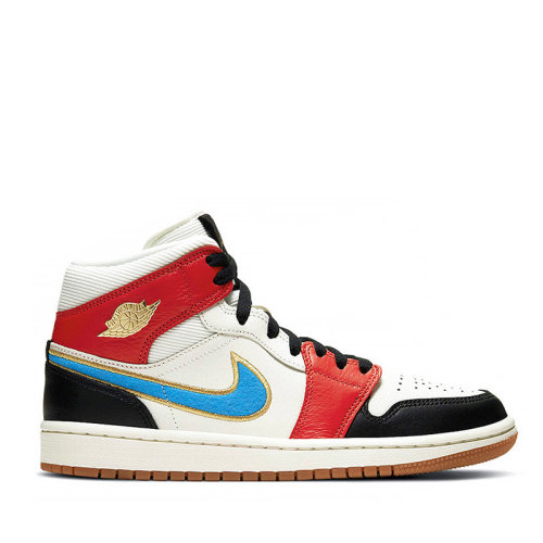 nike/耐克 air jordan 1 mid aj1 男女同款 金属飞翼 黑蓝红 中帮