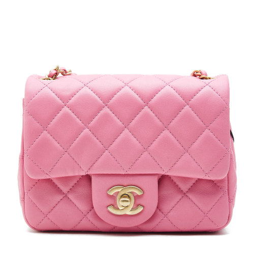 chanel(香奈儿) 粉色皮质mini金球斜挎包