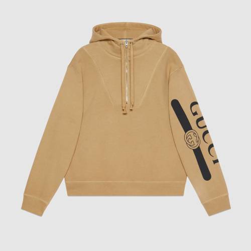 【预售】gucci/古驰 gucci标识印花连帽卫衣 驼色 627079 xjcoh 2101