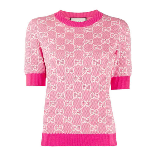 gucci/古驰 女装 服装 水羊毛棉质双g印花圆领 女士针织衫/毛衣