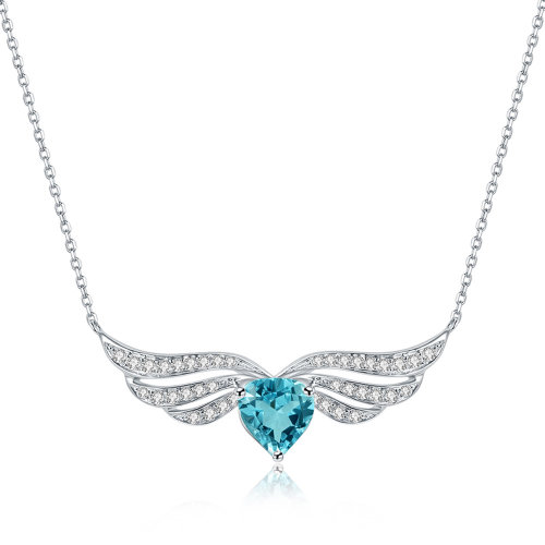 dower&hall/多维哈尔 【礼盒精品】18k金镶嵌海蓝宝石&钻石 天使翅膀