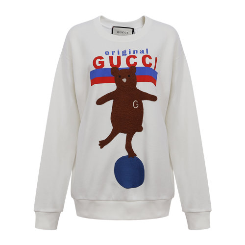 【20秋冬】gucci/古驰 logo印花小熊帖饰长袖女卫衣 617964 xjcrv