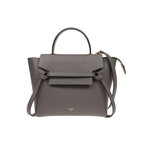 celine/赛琳 女包micro belt 灰色鲶鱼包牛皮有肩带可斜挎【99新未