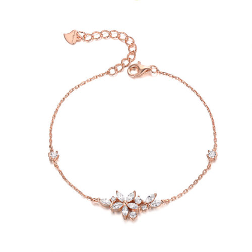 zsy/珍·尚银 中国黄金珍尚银 璀璨系列925银镶石手链 百搭 清新 日常