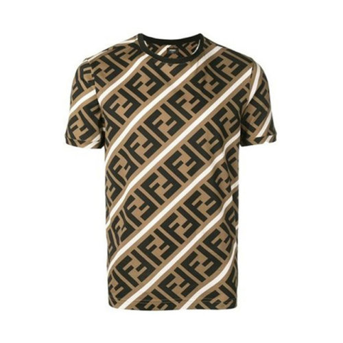 fendi/芬迪 男士棉质复古logo印花时尚圆领短袖半袖t恤多色可选