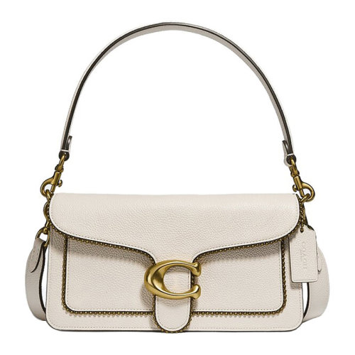 coach/蔻驰 tabby系列女士白色抛光卵石皮革经典c字母金属徽标珠链饰