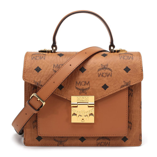 【mcmmcm 手提包】【包税】mcm/mcm 女士黄色涂层帆布经典字母logo