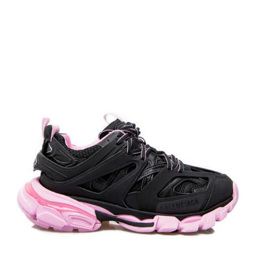 balenciaga/巴黎世家 女士黑粉拼色织物拼接皮革鞋头bb徽标系带休闲鞋