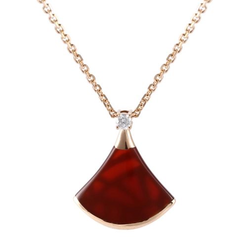 bvlgari(宝格丽) #divas红玉髓扇形镶钻吊坠项链