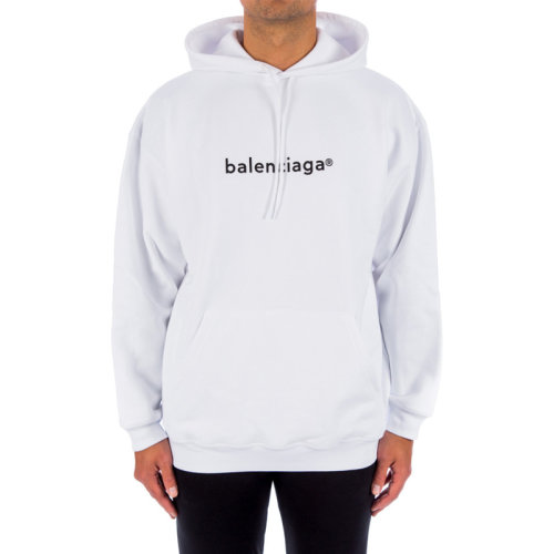 【balenciaga巴黎世家 男卫衣】balenciaga 男士 白色带帽棉质卫衣 男