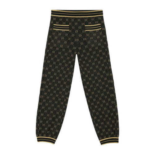 【包邮包税】gucci/古驰 古琦女裤 经典双g 女士黑色羊毛时尚束脚休闲