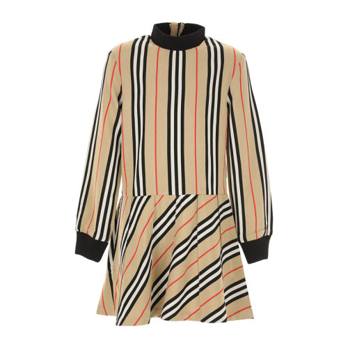 burberry 博柏利 服饰 童装 女童米色条纹长袖 女童连衣裙