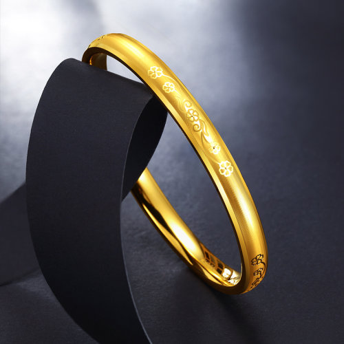 laomiaojewelry/老庙黄金3d足金精品小花杯子手镯女士优雅简约首饰
