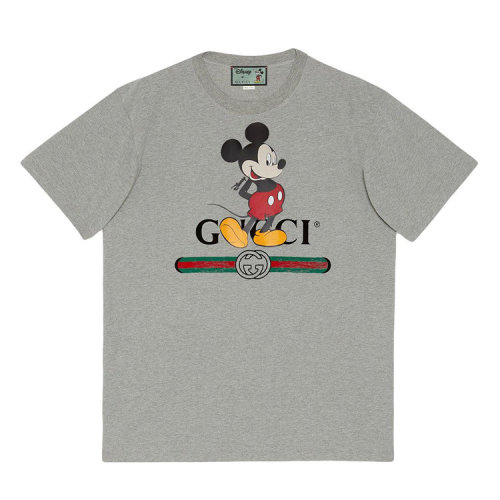 【包税】gucci/古驰 男装 品牌logo米老鼠灰色棉质男士圆领短袖t恤