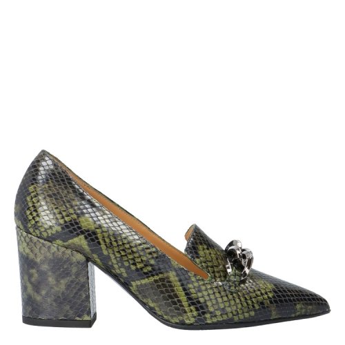 giovanni fabiani意大利进口女鞋绿色蛇纹莫卡辛高跟鞋 w114 green