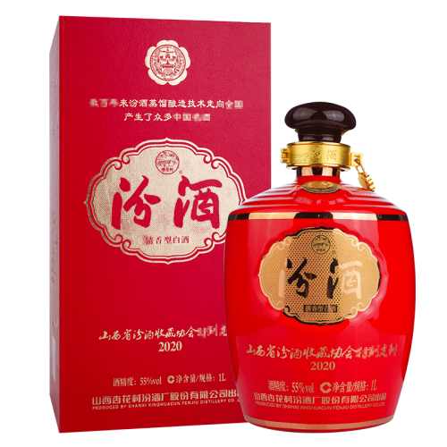 【汾酒收藏协会】山西杏花村汾酒 55度坛装1l 清香型收藏白酒