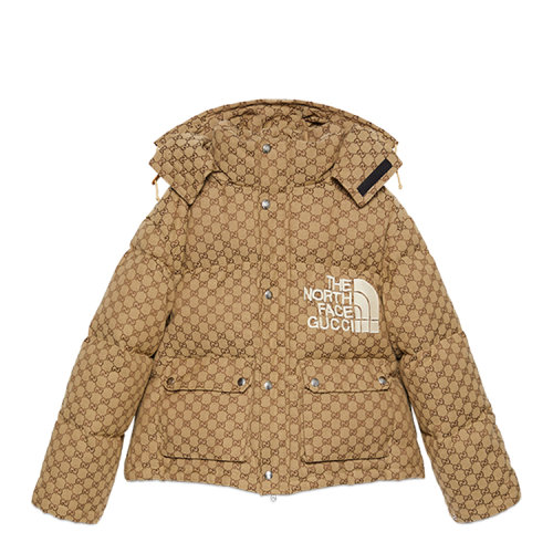 the north face x gucci 联名款 gg帆布飞行员夹克式女士羽绒服【预售