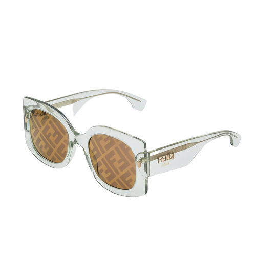 【包税】fendi/芬迪 女士ff标志绿色透明醋酸纤维眼镜太阳镜fog440v1p