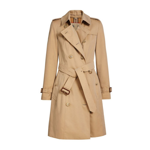 burberry/博柏利 女装 服饰 肯辛顿版型 棉质双排扣束腰修身长款 女士
