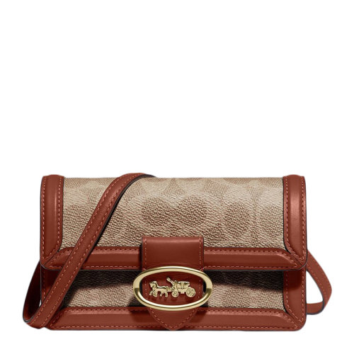 coach/蔻驰 hutton系列女士涂层帆布字母印花马车徽标胸包腰包斜挎包