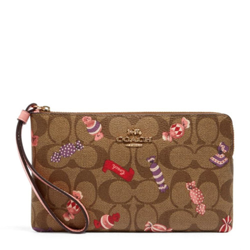 【包税 现货】coach/蔻驰 女士棕色pvc配皮糖果印花图案斜挎包单肩包