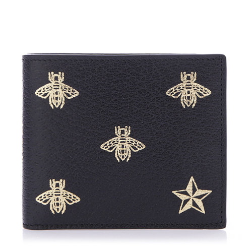 gucci/古驰 男士 男包时尚百搭蜜蜂五角星印花对折卡片包钱包 495055