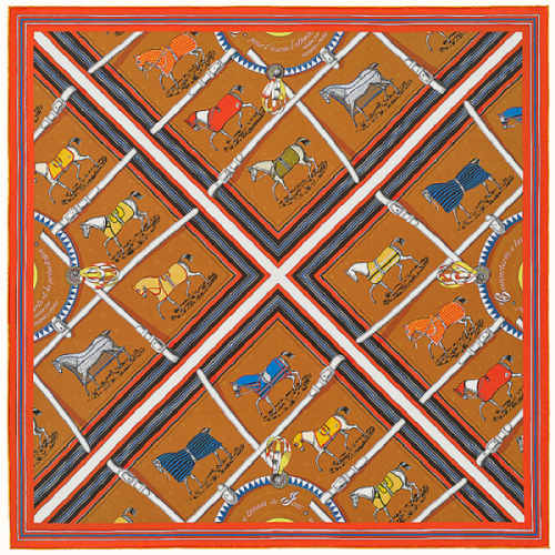 hermes/爱马仕 90*90cm方巾丝巾围巾橙色/红色双面可用