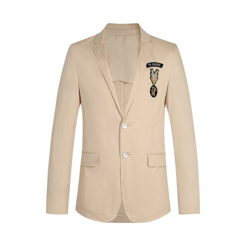 panna/攀娜21春夏时尚简约徽章休闲西装外套单西男士西服