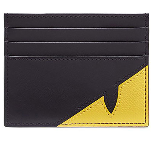 fendi/芬迪 卡包男士黑色系bag bugs眼睛形状黄色凯门鳄卡片套卡包 7m