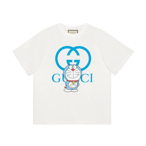 gucci/古驰 21早春新款哆啦a梦系列男士象牙色纯棉圆领大码短袖t恤