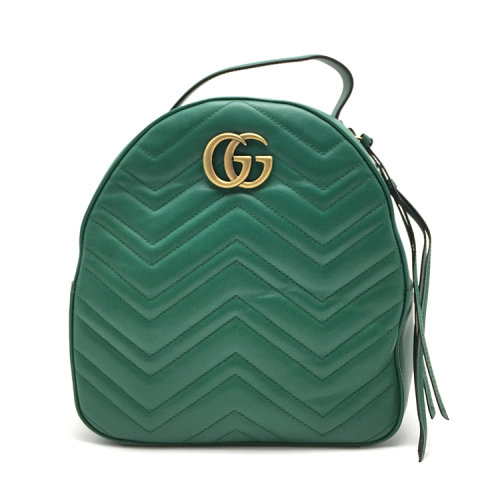 gucci(古驰) 经典款gg marmont系列绿色皮质双肩包