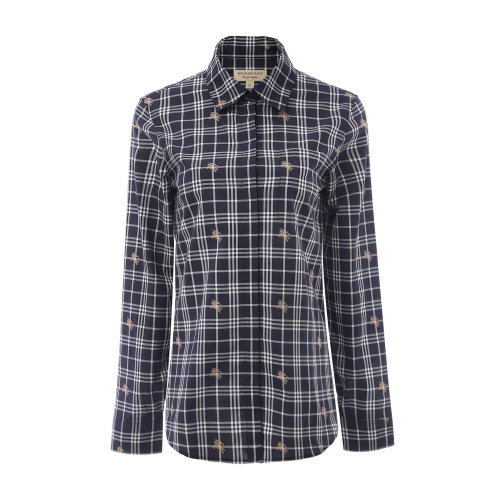纯棉深蓝色格纹女士长袖衬衫 burberry/博柏利 服装 巴宝莉 女装 内搭