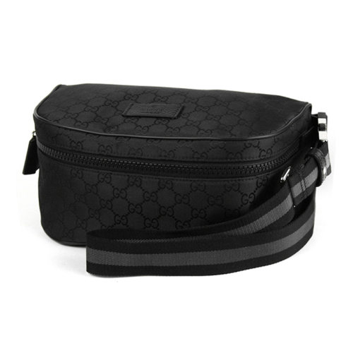 gucci/古驰黑色帆布胸包男女通用ai