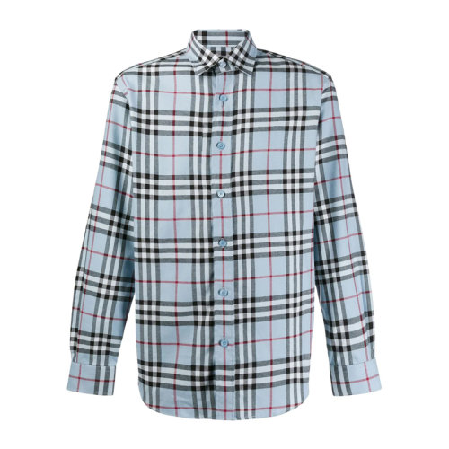 burberry/博柏利 男士 服装 21春夏 蓝色经典格纹棉质衬衫 男士长袖