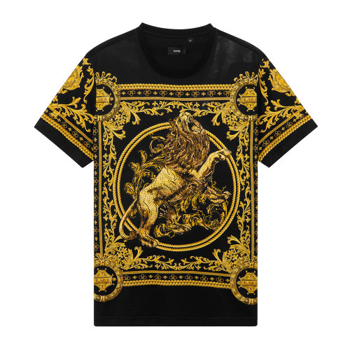 【rarerare 男士短袖t恤】rare 【21春夏】 黑色圆领t恤 品牌狮子图案