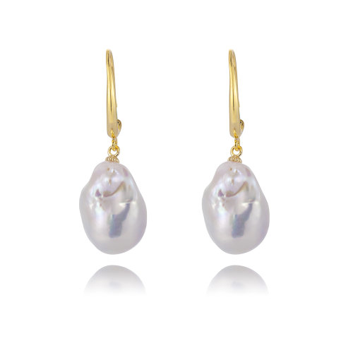 cloris/克劳瑞斯 天然巴洛克珍珠耳环精美百搭 手工镶嵌设计师品牌