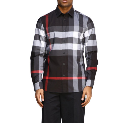 burberry 博柏利 男装 服装 21春夏 灰色棉质经典格纹 男士长袖衬衫