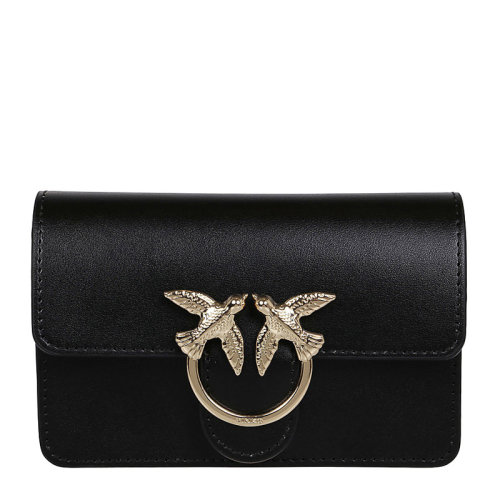 pinko/品高【21春夏新款】女士黑色皮革飞鸟燕子包单肩包斜挎包链条包