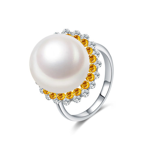 cloris/克劳瑞斯【新品】 14-15mm澳洲白珍珠18k金黄钻豪镶嵌钻石