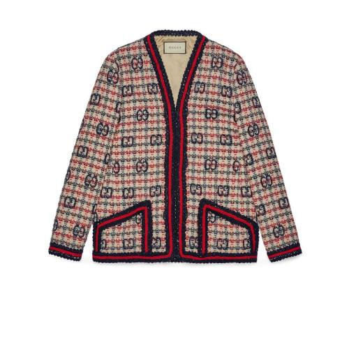【包邮包税】 gucci古驰 21年春夏 女士 gg格纹花呢夹克 610060 zadeh
