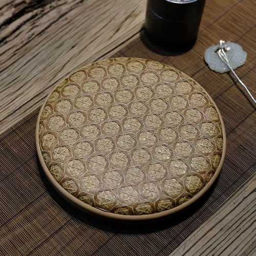 bambooart/竹矣 雪花编竹编茶饼盒