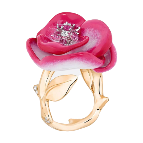 dior迪奥 21年春夏 女士 戒指 rose dior pop750/1000玫瑰金和白金