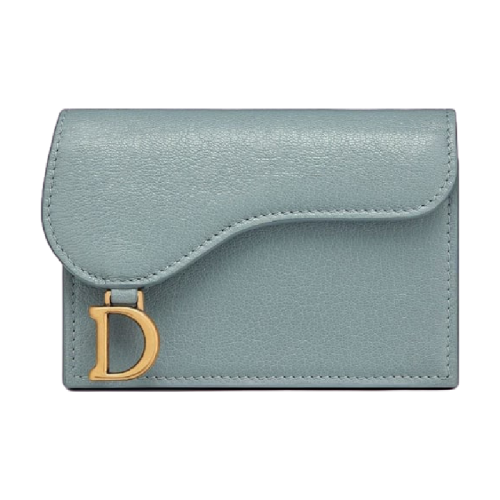 【包邮包税】 dior迪奥 21年春夏 女士 卡包 马鞍翻盖卡夹-天蓝色羊皮