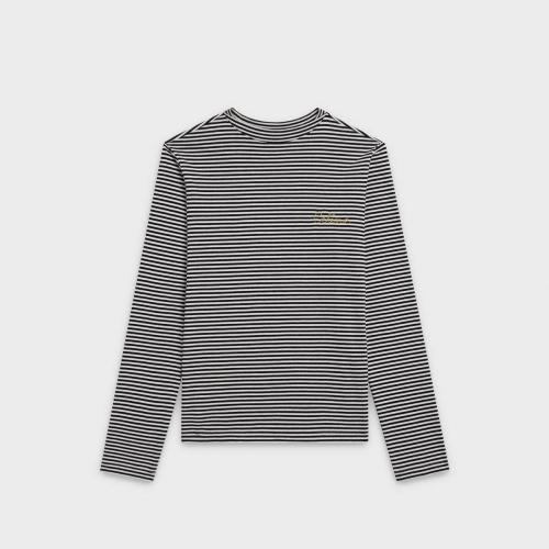 【包邮包税】 celine赛琳思琳 21年春夏 女士 短袖t恤 条纹平纹针织棉